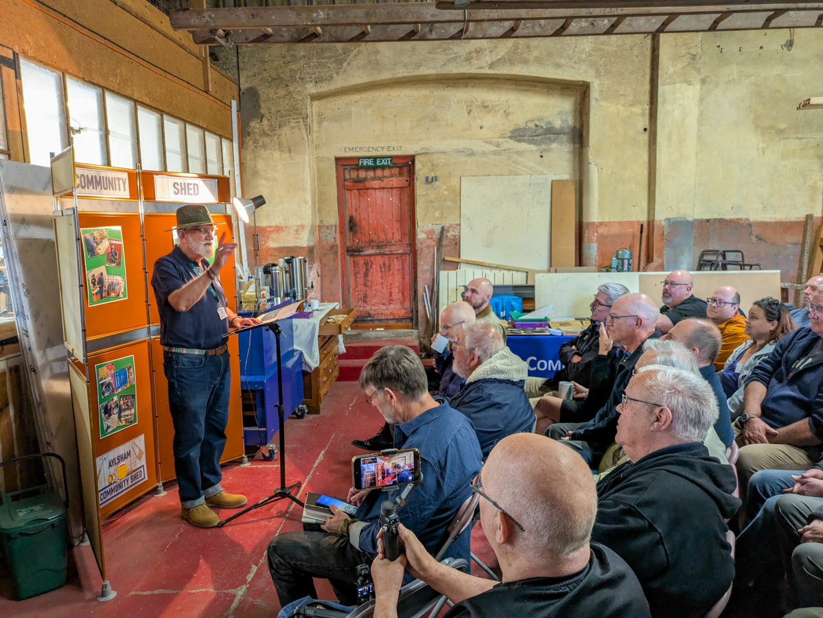 Henry Gowman speaking at the Norfolk Sheds Mardle