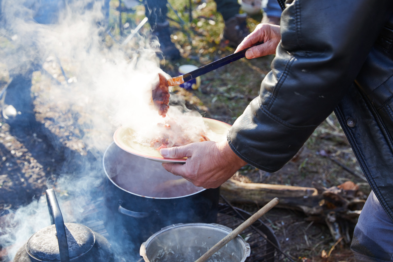 cooking on an open fire